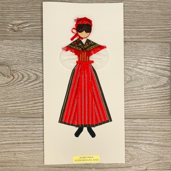 Vintage hand made fabric / paper textured women around the world design cards - Picture 6 of 11